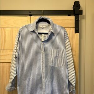 Madewell Striped Blue and White Button-Down Shirt
